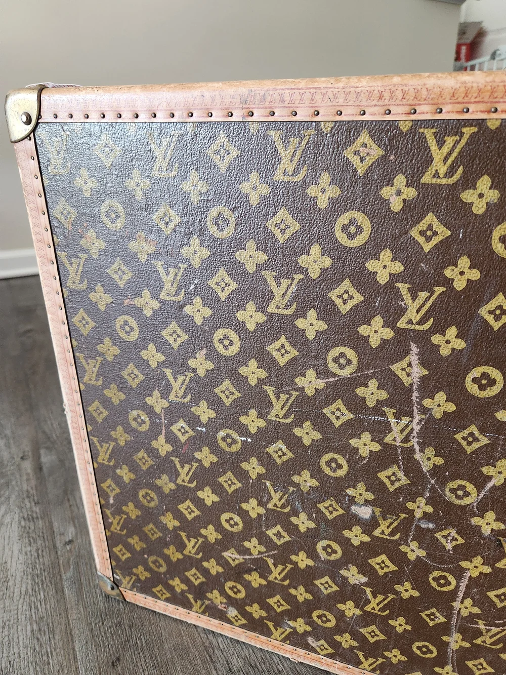 Louis Vuitton Brown Monogram Travel Trunk Panel with Gold Motif